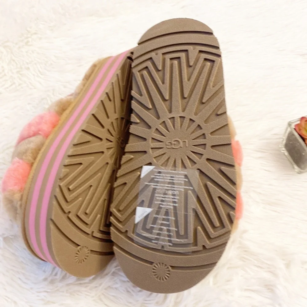 $110 NWT UGG | Anthropologie Chestnut Pink Disco Platform slides sandals 8 - Picture 9 of 11